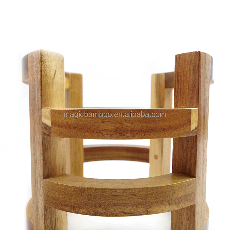 Make Pet Eat Elevated Bamboo Wooden Pet Food Feeder With Stainless Steel Bowls Single Tier