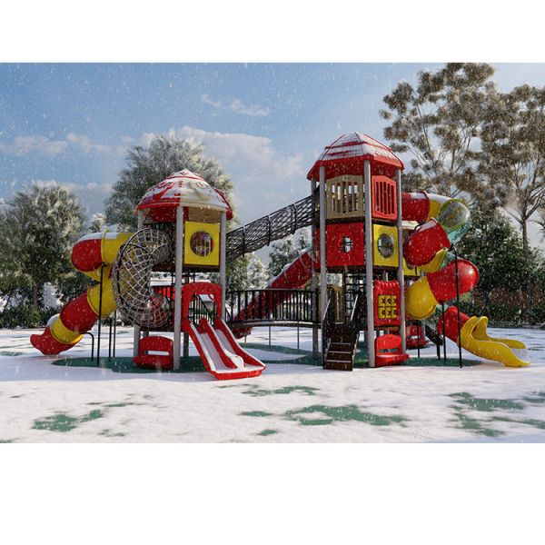120cm Fall Height Plastic Slide Playground 20 Persons Capacity