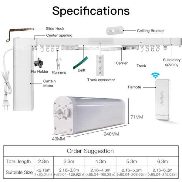 3m 4m 5m Voice Control Smart Curtain Motor