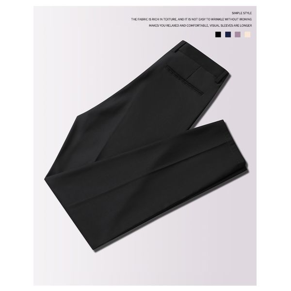 Men's Straight Pattern Khaki Side Pocket Short Shirt Formal Trousers Chino Mid Waist