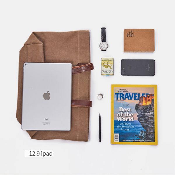 Leather Shoulder Canvas Tote Bag Leather Handle Foldable Tote Bag