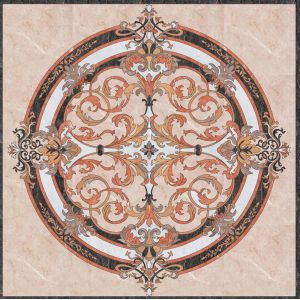 Parquet, natural stone parquet, engineered stone water jet medallion