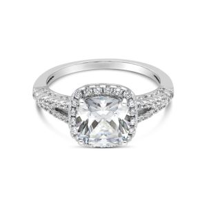 China Cusion Cut 2.43ct 14K Solid Gold Jewellery , raw natural diamond engagement rings ODM on sale