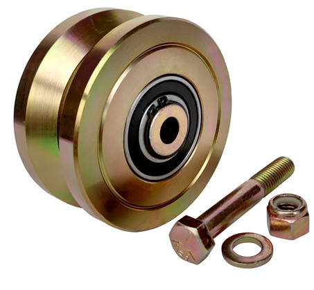 4.02" 102mm iron sliding gate caster wheels roller trolley with screw surface yellow galvanized