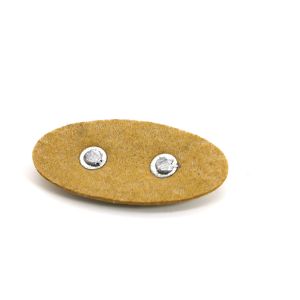 Elliptic Silver Leather Patches For Clothes Metal Material ODM