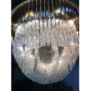 3000k Customized Pendant Lamp Crystal Glass Flush Mount High Ceilings Chandelier