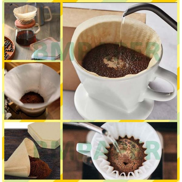 50gsm Natural White Brown Coffee Filter Paper Sheet For Drip Coffee Maker