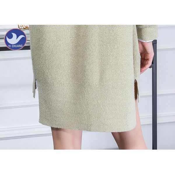 Drop Shoulder Womens Knit Cardigan Sweaters Long Sleeves V Neck With Pockets