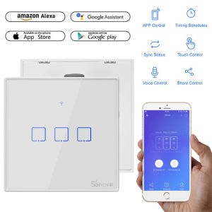 Sonoff Eu Us Uk Smart Wifi Wall Light Switch 1 2 3 Gang Touch/wifi/rf/app Remote