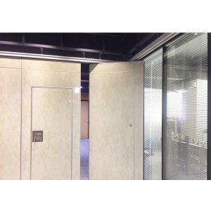 Sliding Hanging Track Roller Acoustic Partition Wall Plywood , Fabric , Leather