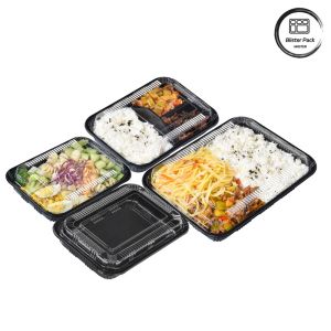 Microwave Safe Disposable Plastic Food Containers 3 Compartment Clear Takeaway