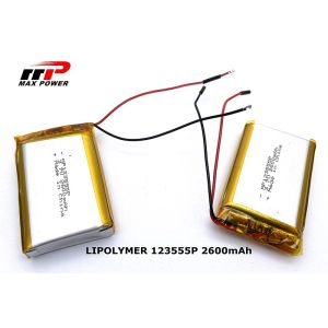 123555P 2600mAh 3.7V Lithium Polymer Battery KC CB UL