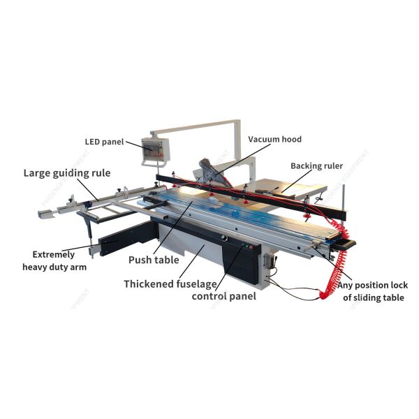 8000r/min Scoring Speed CNC-6132 Double Blade Sliding Table Saw for Construction Works