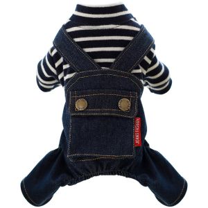 Breathable Strap Jeans Stripe Dog Clothes