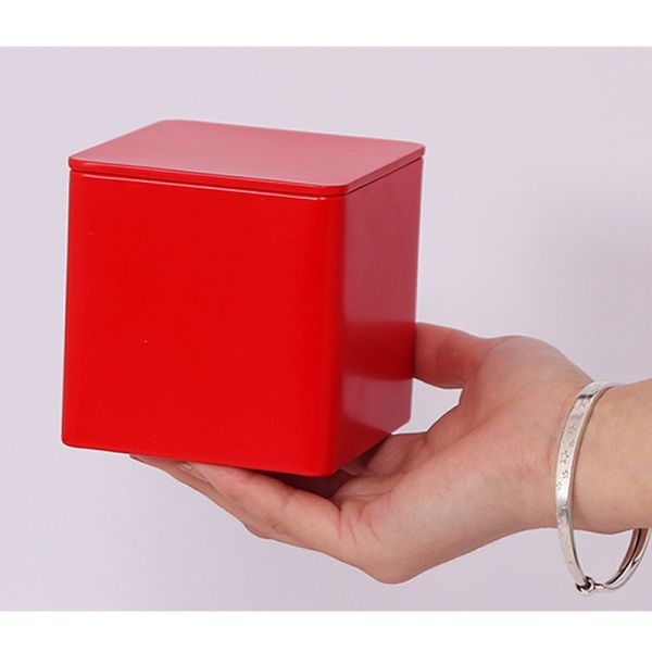Buy Mini Square Recycled Metal Tea Container Mooncake Box Empty Cannaburst Tin at wholesale prices