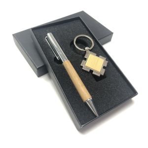 Random Combination Promotional Business Gifts Pen Leather Metal Keychain Card