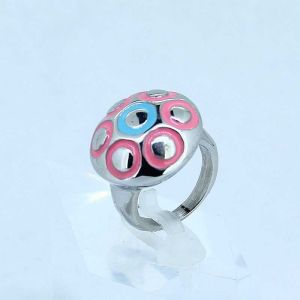 Quality FAshion 316L Stainless Steel Flower Ring With Pink Enamel LRX088 for sale