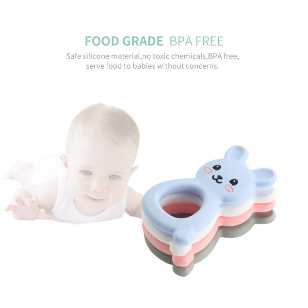 Montessori Silicone Teether Ring , Silicone Teething Toy For Children Newborn Infant