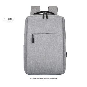 Two Zipper Pockets Waterproof Nylon USB Laptop Backpack