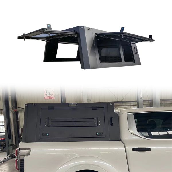 JMC DADAO 4x4 Pickup Truck Canopy High- Black Powder Coated Truck Camper Semi-High Bed