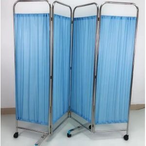 Medical Stainless Steel Movable Hospital Bedside Ward Screen4 Panel Folding Ward
