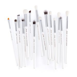 Jessup 15pcs Pearl White/Silver Aluminium Ferrule Eyeshadow Eyebrow Shader