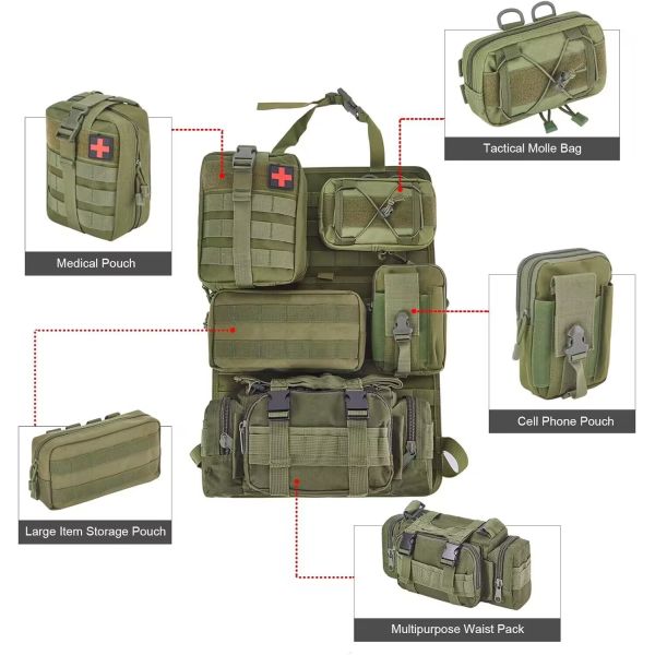 Tactical Truck Organizer 0.17KG Green Oxford Cloth Molle Bag