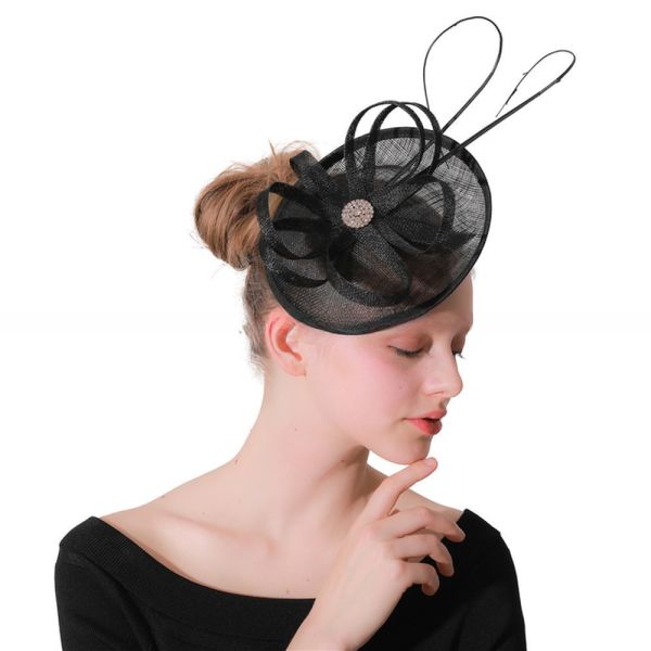 Black Goose Feather Sinamay Fascinator Party Decoration For Any Celebration
