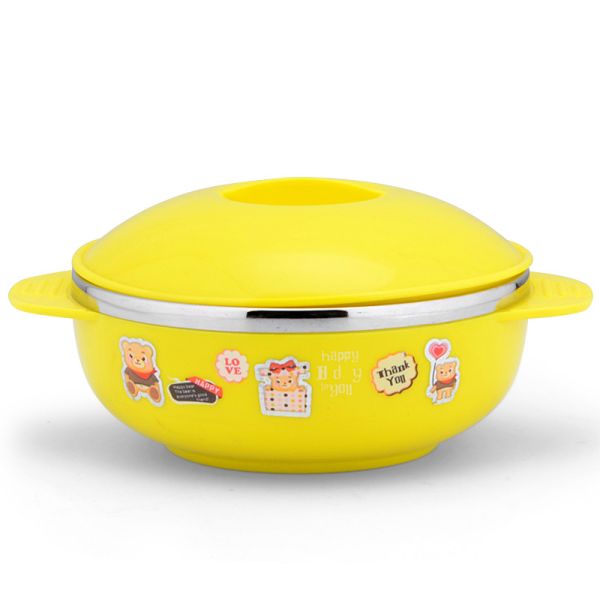 2016 new style stainless steel 201 and PP yellow color kitchenware for children