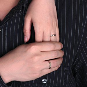 18K White Gold Yellow Gold Diamonds Wedding Couple Ring (GDR010)