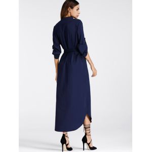 Mexican Embroidered Side Split Belt Dress