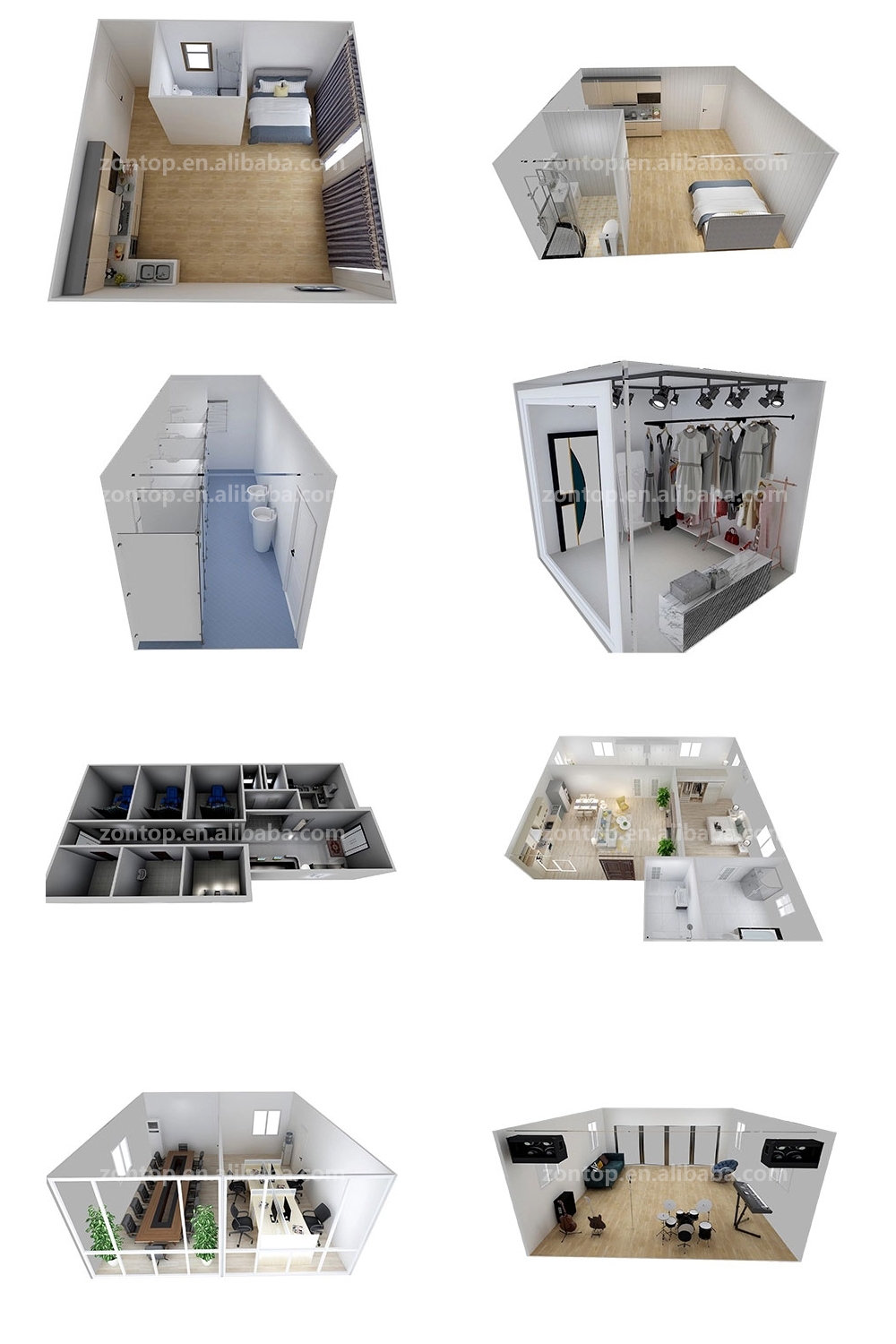 Zontop Low Cost Luxury Steel Prefab House K Type 2 Story Modern Villa Guard House Conference room Sandwichanel Houses