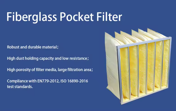 HVAC Bag Filtration Air System Dust Collector Fiberglass Air Purifier Pocket Filter
