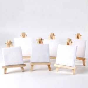 6*6 Mini Canvas with Pine Wood Frame Blank White Stretched Canvas Board for Kids Paintings Shrink Wrapped