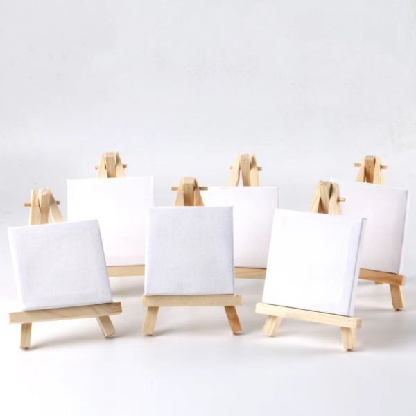 Buy 6*6 Mini Canvas with Pine Wood Frame Blank White Stretched Canvas Board for Kids Paintings Shrink Wrapped at wholesale prices