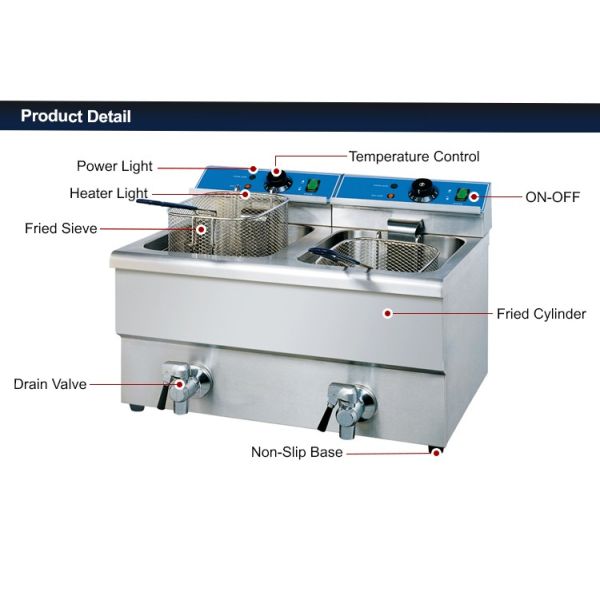 Hot-selling new industrial double commercial potato deep tanks fryer