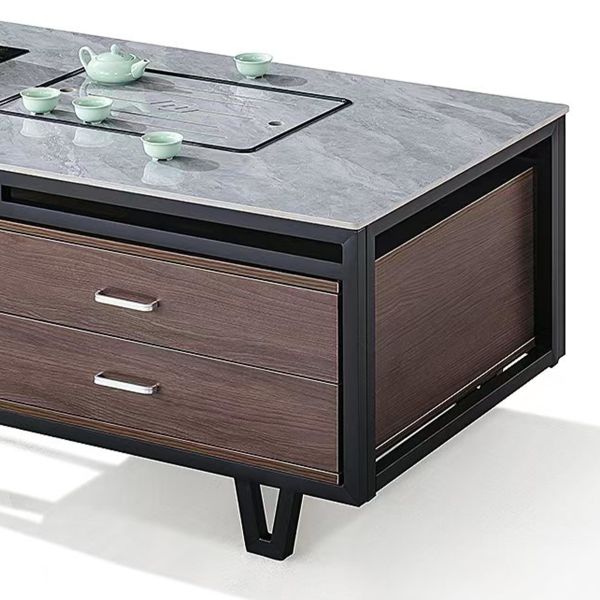Modern Rectangular Rock Slab Top With Metal Frame Kettle Office Furniture Office Tea Coffee Table