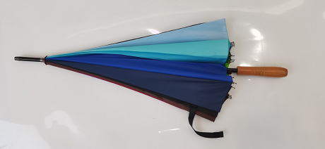 Natural Wood Umbrella With Fiberglass Ribs Auto Open 23 inches 16 Panels Color Umbrella