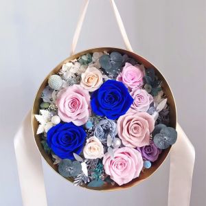 Custom Printed Round Velvet Rigid Flower Favor Boxes