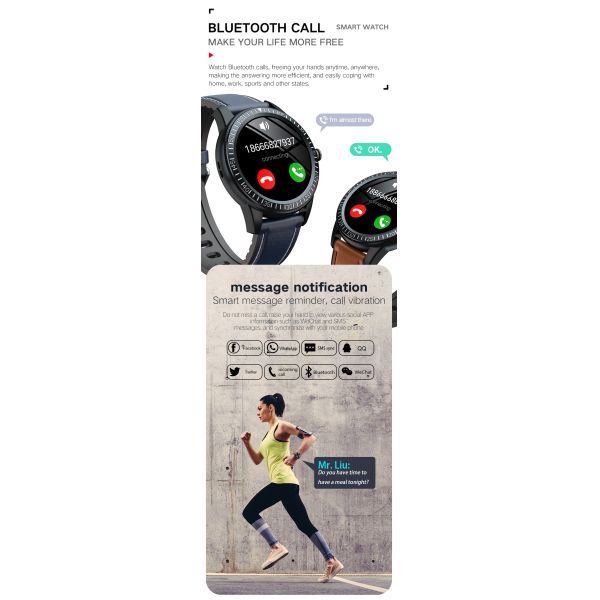 Multifunction Sport Music ECG Smart Watch IP67 Waterproof 1.28 Inch