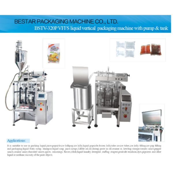 Buy BSTV-320P VFFS liquid vertical packaging machine with pump&tank bestar packaging machine at wholesale prices
