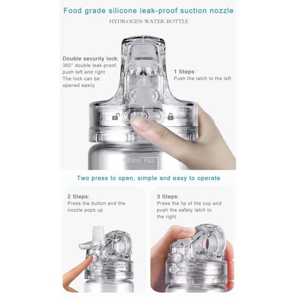 Portable Nano High Hydrogen Rich Water Generator Bottle Pure H2 Maker Ionizer Rechargeable Electrolysis Cup 2000-9000ppb