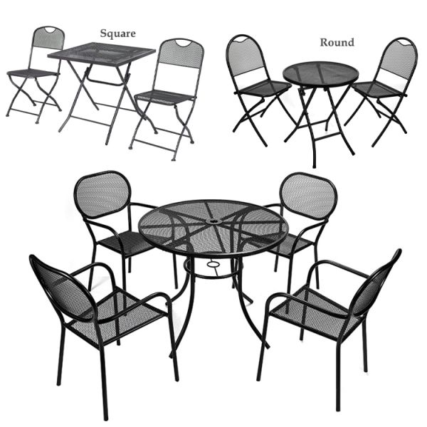 Outdoor Cafe Bistro Patio Custom Logo Dining Table and Chair Sets with Stackable Design