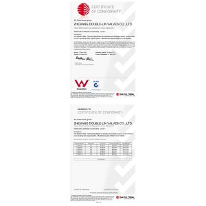 ZHEJIANG DOUBLE-LIN VALVES CO.,LTD. Certifications