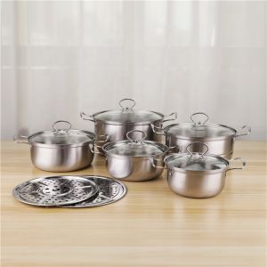 Modern Desktop Stainless Steel Cookware Set 12pcs Food Soup Pot