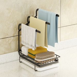 Sponge Holder Kitchen Sink Caddy Organizer With Drain Pan