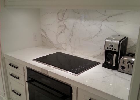 Buy White Kitchen Marble Countertops And Backsplash , Huge Marble Tile Countertops at wholesale prices