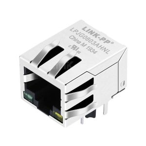 Quality RMS-048Q-10F6-GY Compatible LINK-PP LPJG0803AHNL 100/1000 Base-T Tab Down Green/Yellow Led Single Port Amp Ethernet Connectors RJ45 Jacks for sale