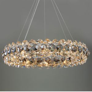 Smoke gray crystal chandelier for living room round hanging lamp decorative