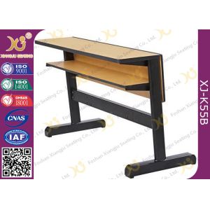 Oval Steel Tube Folding College Classroom Furniture / Wood Classroom Table